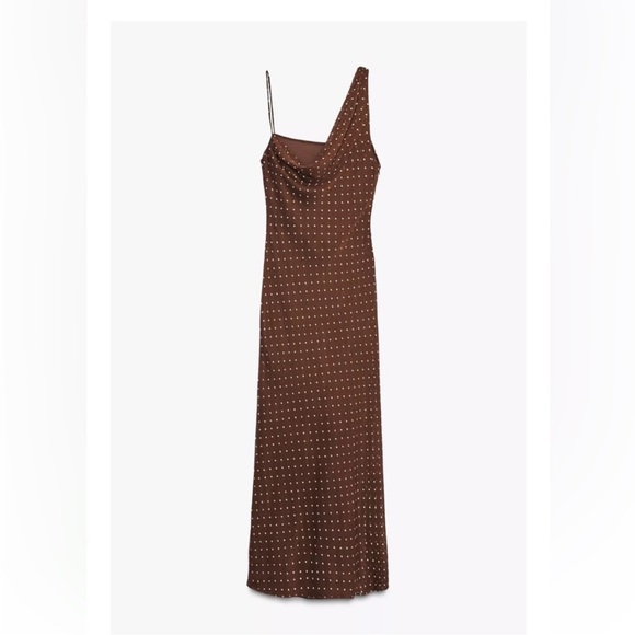 ZARA DRAPED NECK POLKA DOT DRESS - Picture 9 of 11
